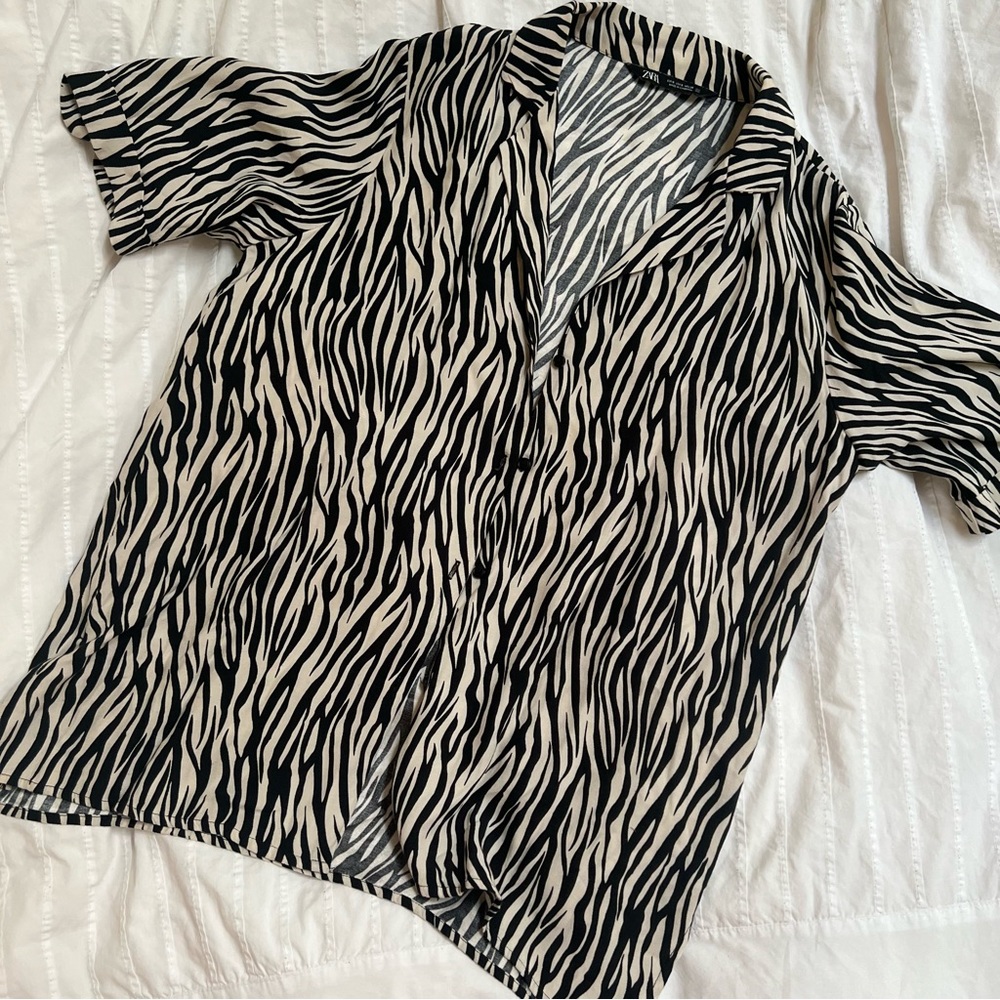 Zara Animal Print Button Down